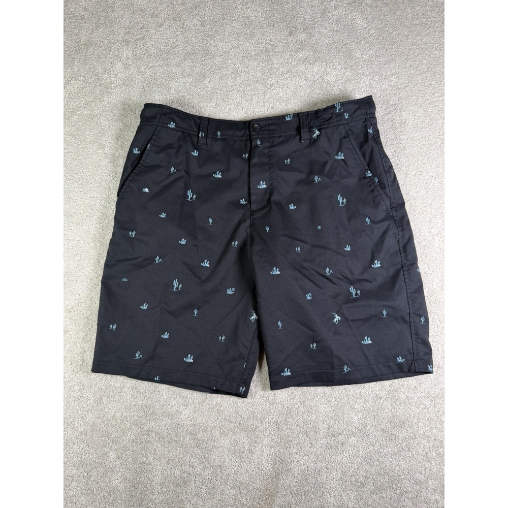 Under Armour Youth XL Golf Shorts Black Blue Cactus Desert Print Stretch Cinch